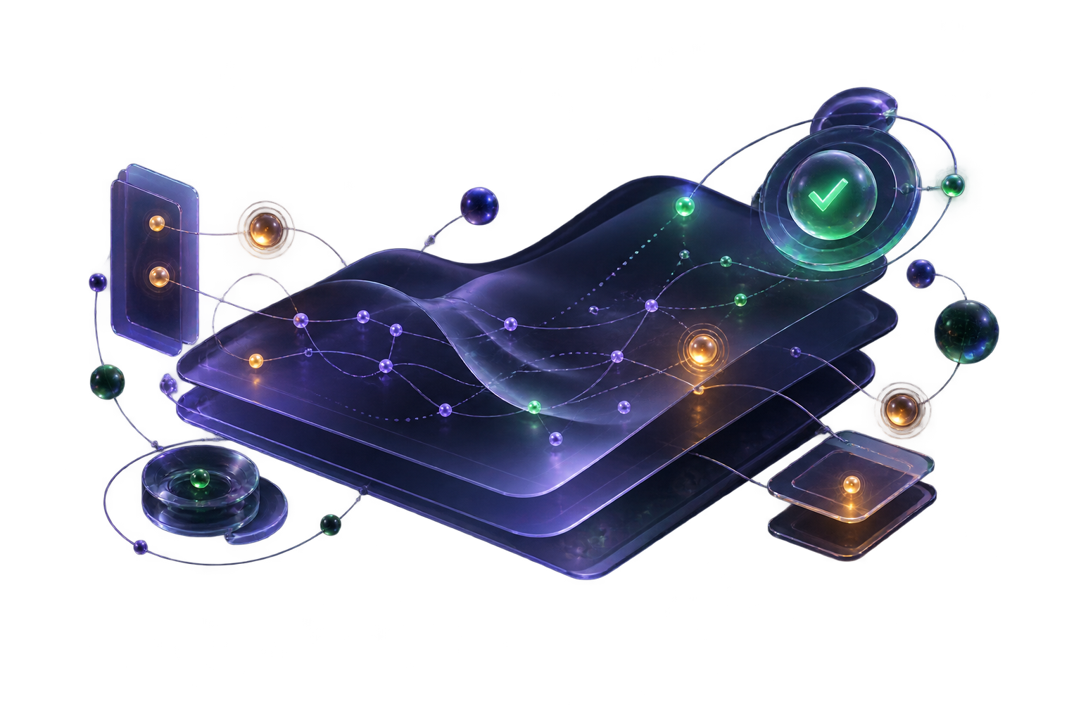 Abstract visualization of connected security review signals.